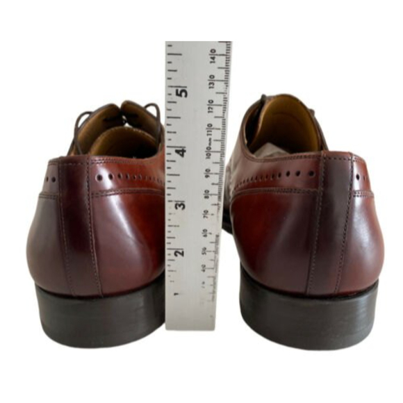 MAGNANNI Men 12 Oxfords Shoes Brown Leather Burnished Medallion Toe Derby - Picture 4 of 9